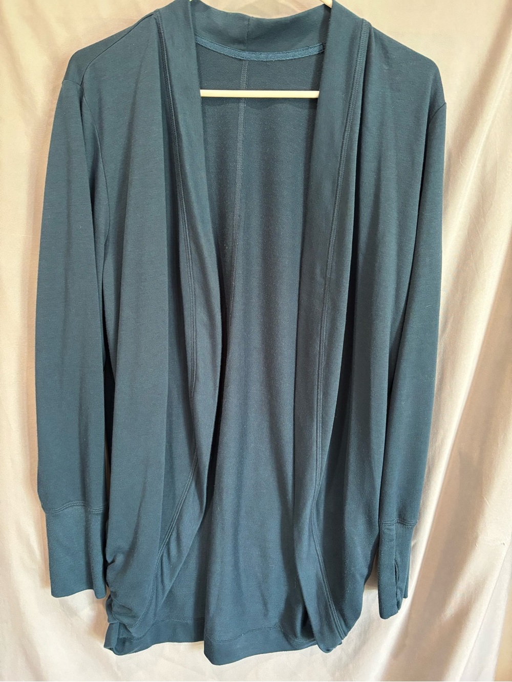 Open Front Draped Cardigan in Teal